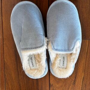 Crewcuts Gray Slippers with Faux Fur Lining NWOT
